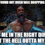WOLVERINE | ME WHEN I FOUND OUT HUGH WAS DROPPING THE CLAWS; U POINT ME IN THE RIGHT DIRECTION U GET THE HELL OUTTA MY WAY | image tagged in wolverine | made w/ Imgflip meme maker