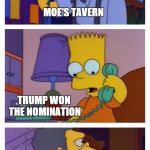 Rand Paul third party | MOE'S TAVERN; TRUMP WON THE NOMINATION; HEY RAND, GET THOSE LIBERTARIAN PARTY SIGNS READY | image tagged in rand paul,donald trump,trump,libertarian,republicans,president | made w/ Imgflip meme maker