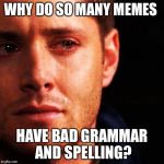 Bad grammar and spelling memes | WHY DO SO MANY MEMES; HAVE BAD GRAMMAR AND SPELLING? | image tagged in bad grammar and spelling memes | made w/ Imgflip meme maker