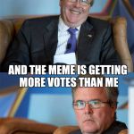 You don't say | OH! I'M A MEME ON IMGFLIP? AND THE MEME IS GETTING MORE VOTES THAN ME | image tagged in hide the pain jeb | made w/ Imgflip meme maker