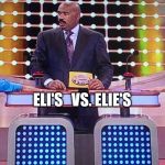 Family Feud | ERIC; KEE KEE; ELI'S   VS. ELIE'S | image tagged in family feud | made w/ Imgflip meme maker