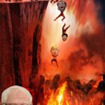 Bern in Hell | FEEL THE BERN | image tagged in hell suffering and a big demon photobombs | made w/ Imgflip meme maker
