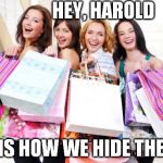 Shopping | HEY, HAROLD; THIS IS HOW WE HIDE THE PAIN | image tagged in shopping,memes,hide the pain harold | made w/ Imgflip meme maker