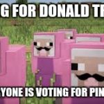 pink sheep | VOTING FOR DONALD TRUMP, NO EVERYONE IS VOTING FOR PINK SHEEP | image tagged in pink sheep | made w/ Imgflip meme maker
