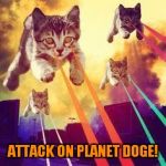 cats | ATTACK ON PLANET DOGE! | image tagged in cats | made w/ Imgflip meme maker