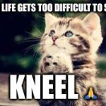 prayer | WHEN LIFE GETS TOO DIFFICULT TO STAND; KNEEL 🙏 | image tagged in prayer | made w/ Imgflip meme maker