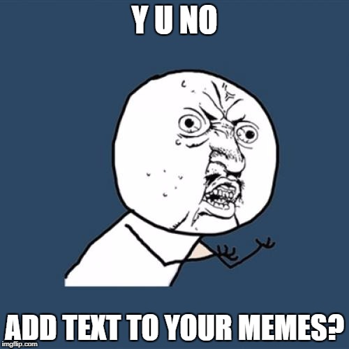 Y U No Meme | Y U NO ADD TEXT TO YOUR MEMES? | image tagged in memes,y u no | made w/ Imgflip meme maker