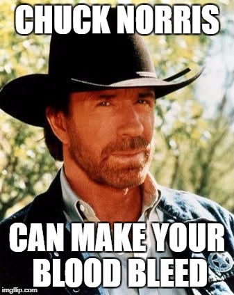 Chuck Norris | CHUCK NORRIS; CAN MAKE YOUR BLOOD BLEED | image tagged in memes,chuck norris | made w/ Imgflip meme maker