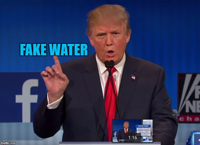 trump | FAKE
WATER | image tagged in trump | made w/ Imgflip meme maker
