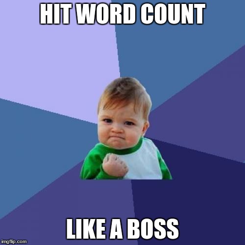 Success Kid Meme | HIT WORD COUNT; LIKE A BOSS | image tagged in memes,success kid | made w/ Imgflip meme maker