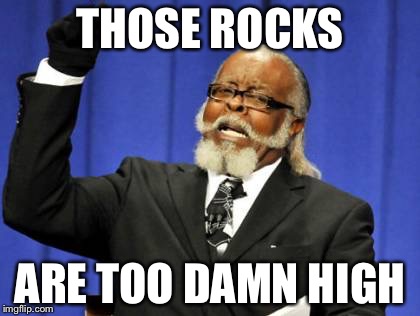 Too Damn High Meme | THOSE ROCKS ARE TOO DAMN HIGH | image tagged in memes,too damn high | made w/ Imgflip meme maker