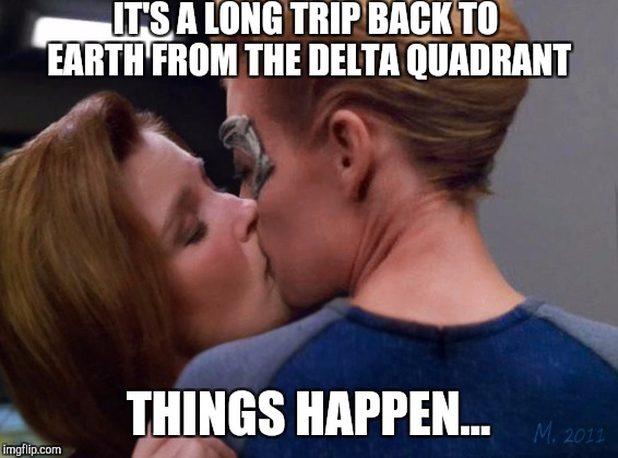 Star Trek Week, a brandy_jackson, Tombstone1881 & coollew event! Nov 20 - 27 | IT'S A LONG TRIP BACK TO EARTH FROM THE DELTA QUADRANT; THINGS HAPPEN... | image tagged in star trek,star trek week,star trek voyager,jbmemegeek,7 of 9,jeri ryan | made w/ Imgflip meme maker