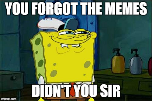 Don't You Squidward | YOU FORGOT THE MEMES; DIDN'T YOU SIR | image tagged in memes,dont you squidward | made w/ Imgflip meme maker