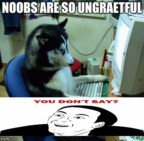 I Have No Idea What I Am Doing Meme | NOOBS ARE SO UNGRAETFUL | image tagged in memes,i have no idea what i am doing | made w/ Imgflip meme maker