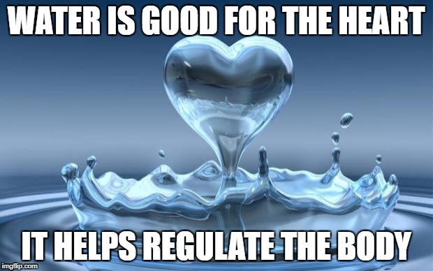 Water Heart |  WATER IS GOOD FOR THE HEART; IT HELPS REGULATE THE BODY | image tagged in water heart | made w/ Imgflip meme maker