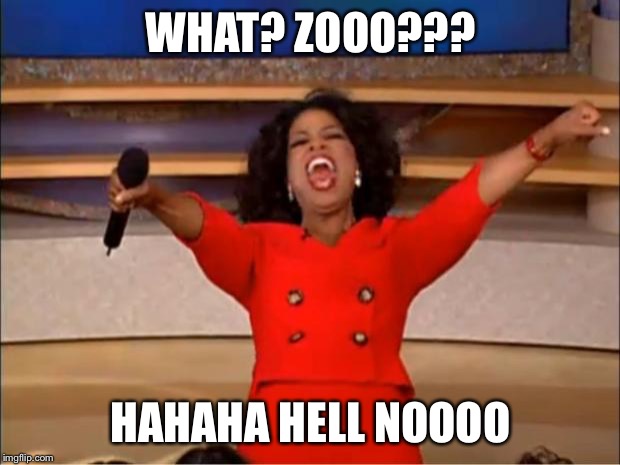Oprah You Get A Meme | WHAT? ZOOO??? HAHAHA HELL NOOOO | image tagged in memes,oprah you get a | made w/ Imgflip meme maker