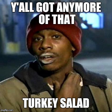 You got anymore | Y'ALL GOT ANYMORE OF THAT; TURKEY SALAD | image tagged in you got anymore | made w/ Imgflip meme maker