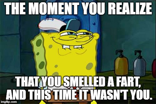 Don't You Squidward Meme | THE MOMENT YOU REALIZE; THAT YOU SMELLED A FART, AND THIS TIME IT WASN'T YOU. | image tagged in memes,dont you squidward | made w/ Imgflip meme maker