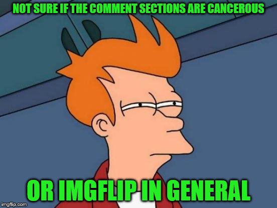 When you start questioning your religion, but your on a Christian minecraft server | NOT SURE IF THE COMMENT SECTIONS ARE CANCEROUS; OR IMGFLIP IN GENERAL | image tagged in memes,futurama fry,imgflip,meanwhile on imgflip | made w/ Imgflip meme maker
