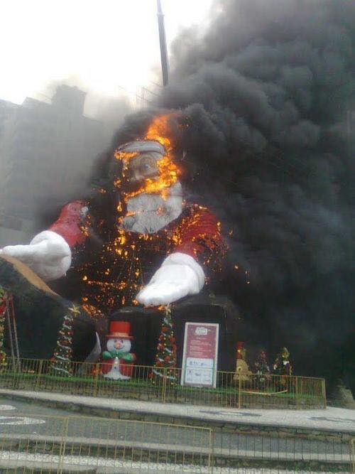 Burning Santa Blank Meme Template