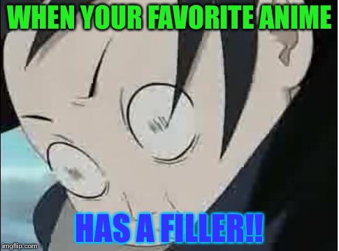 WHEN YOUR FAVORITE ANIME; HAS A FILLER!! | image tagged in filler face | made w/ Imgflip meme maker