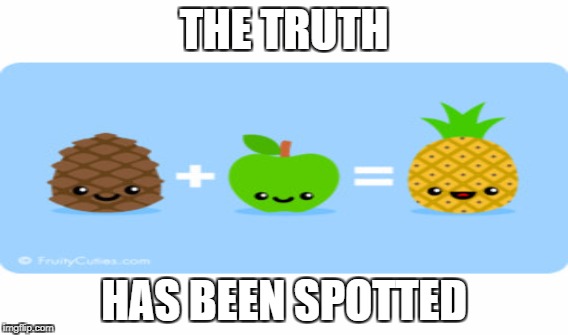 The Truth... |  THE TRUTH; HAS BEEN SPOTTED | image tagged in pine,pineapple,apple,cute,kawaii,plus | made w/ Imgflip meme maker