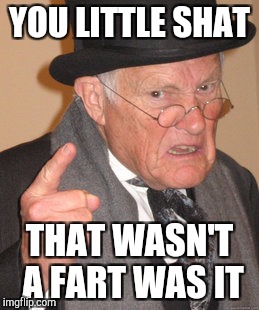 Back In My Day | YOU LITTLE SHAT; THAT WASN'T A FART WAS IT | image tagged in memes,back in my day | made w/ Imgflip meme maker