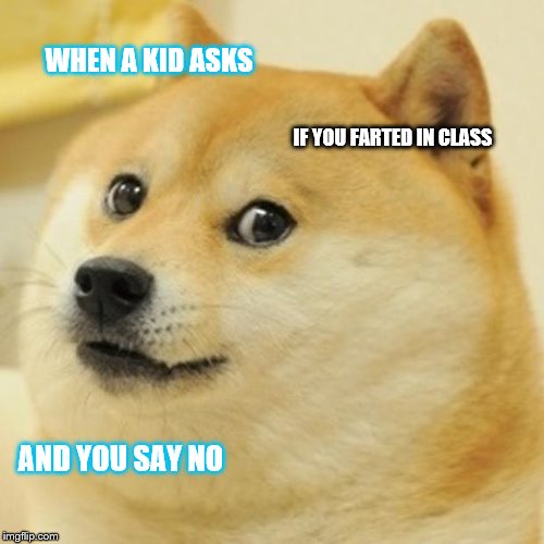 Doge Meme | WHEN A KID ASKS; IF YOU FARTED IN CLASS; AND YOU SAY NO | image tagged in memes,doge | made w/ Imgflip meme maker