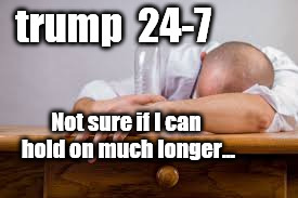 trump  24-7; Not sure if I can hold on much longer... | image tagged in trump 24-7,not sure | made w/ Imgflip meme maker