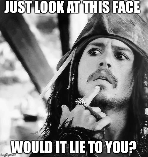 Johnny Depp | JUST LOOK AT THIS FACE; WOULD IT LIE TO YOU? | image tagged in johnny depp | made w/ Imgflip meme maker