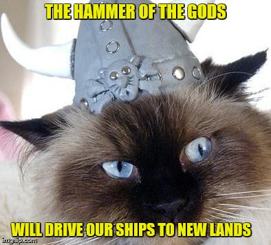 THE HAMMER OF THE GODS WILL DRIVE OUR SHIPS TO NEW LANDS | made w/ Imgflip meme maker