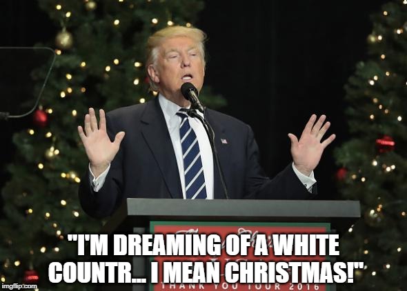"White" Christmas | "I'M DREAMING OF A WHITE COUNTR... I MEAN CHRISTMAS!" | image tagged in christmas,xmas,trump,humor | made w/ Imgflip meme maker