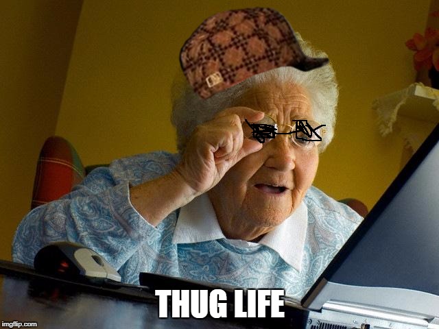 Grandma Finds The Internet Meme | THUG LIFE | image tagged in memes,grandma finds the internet,scumbag | made w/ Imgflip meme maker