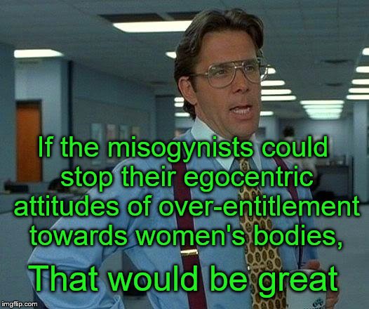 Good guys don't think healthy boundaries are a burden | If the misogynists could stop their egocentric attitudes of over-entitlement towards women's bodies, That would be great | image tagged in memes,that would be great,misogyny,feminism,sexual harassment,sexual assault | made w/ Imgflip meme maker