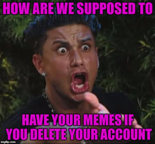 HOW ARE WE SUPPOSED TO HAVE YOUR MEMES IF YOU DELETE YOUR ACCOUNT | made w/ Imgflip meme maker