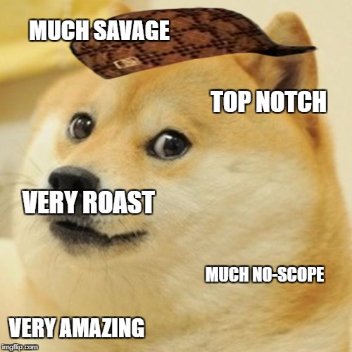 Doge Meme | MUCH SAVAGE; TOP NOTCH; VERY ROAST; MUCH NO-SCOPE; VERY AMAZING | image tagged in memes,doge,scumbag | made w/ Imgflip meme maker