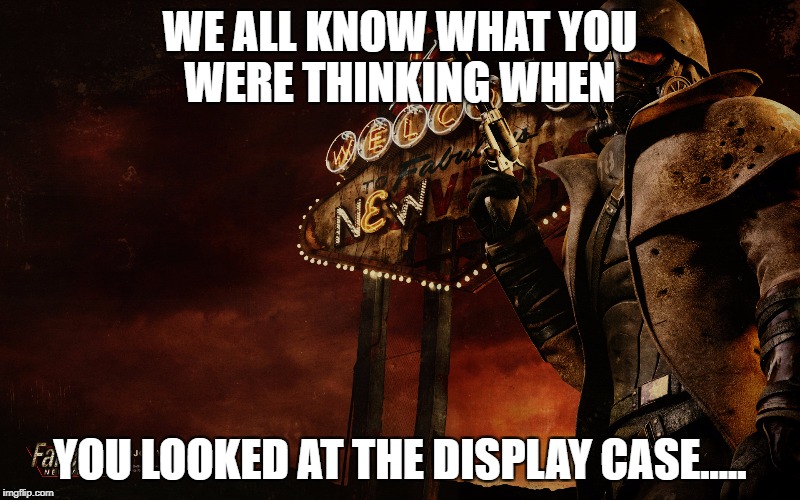 Fallout New Vegas | WE ALL KNOW WHAT YOU WERE THINKING WHEN; YOU LOOKED AT THE DISPLAY CASE..... | image tagged in fallout new vegas | made w/ Imgflip meme maker