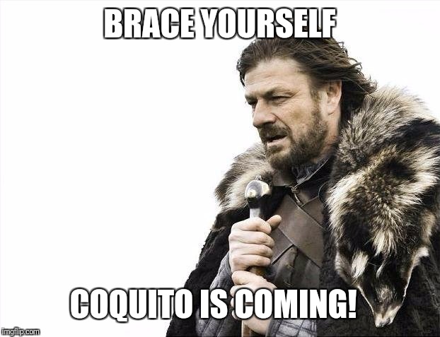 Brace Yourselves X is Coming Meme | BRACE YOURSELF; COQUITO IS COMING! | image tagged in memes,brace yourselves x is coming | made w/ Imgflip meme maker