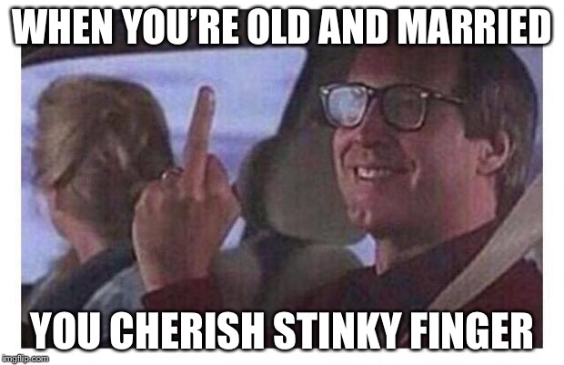 Christmas Vacation | WHEN YOU’RE OLD AND MARRIED; YOU CHERISH STINKY FINGER | image tagged in christmas vacation | made w/ Imgflip meme maker
