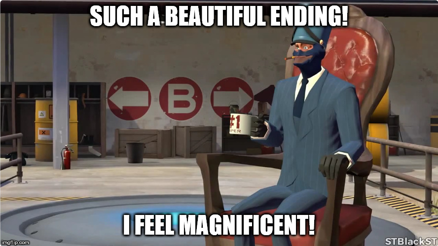 when you finished watching your favorite anime. | SUCH A BEAUTIFUL ENDING! I FEEL MAGNIFICENT! | image tagged in anime | made w/ Imgflip meme maker