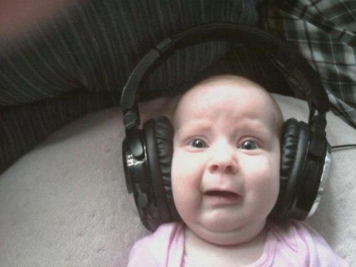 scared baby headset Blank Meme Template