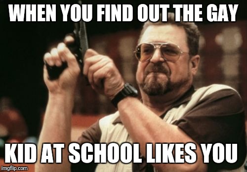 Am I The Only One Around Here Meme | WHEN YOU FIND OUT THE GAY; KID AT SCHOOL LIKES YOU | image tagged in memes,am i the only one around here | made w/ Imgflip meme maker