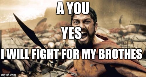 Sparta Leonidas Meme | A YOU; YES; I WILL FIGHT FOR MY BROTHES | image tagged in memes,sparta leonidas | made w/ Imgflip meme maker