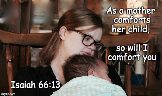 Comfort  | As a mother comforts her child,
    so will I comfort you; Isaiah 66:13 | image tagged in instincts,isaiah 66,comfort,growing love | made w/ Imgflip meme maker