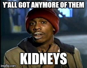 Y'all Got Any More Of That Meme | Y'ALL GOT ANYMORE OF THEM; KIDNEYS | image tagged in memes,yall got any more of | made w/ Imgflip meme maker
