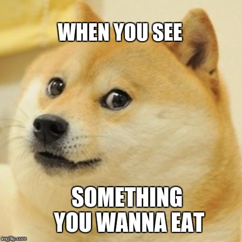 Doge Meme | WHEN YOU SEE; SOMETHING YOU WANNA EAT | image tagged in memes,doge | made w/ Imgflip meme maker