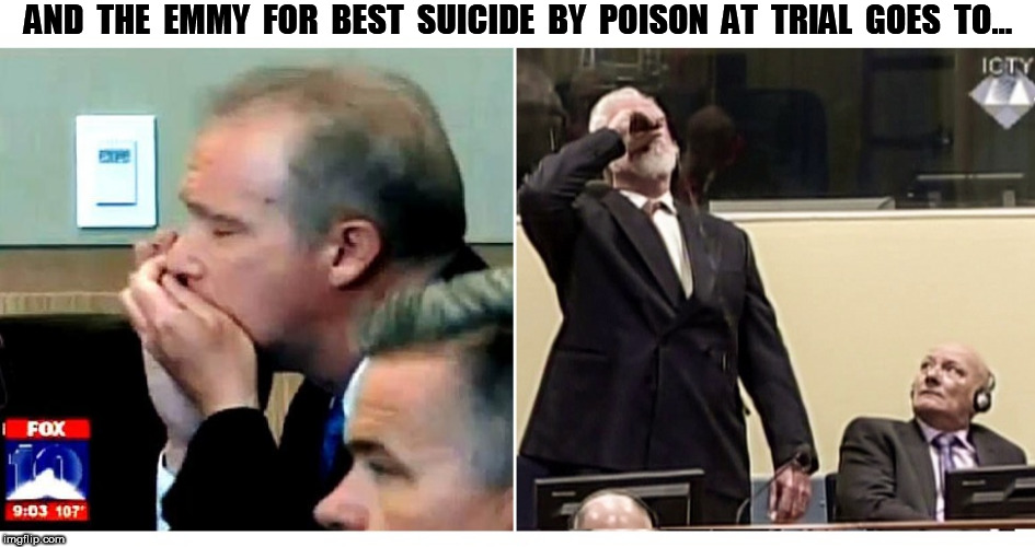 Best Suicide at Trial | AND  THE  EMMY  FOR  BEST  SUICIDE  BY  POISON  AT  TRIAL  GOES  TO... | image tagged in suicide | made w/ Imgflip meme maker