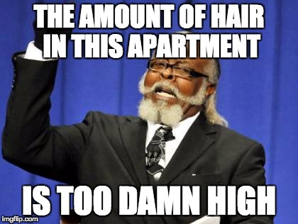 Too Damn High Meme | THE AMOUNT OF HAIR IN THIS APARTMENT; IS TOO DAMN HIGH | image tagged in memes,too damn high | made w/ Imgflip meme maker