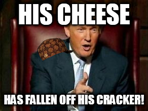 Donald Trump | HIS CHEESE; HAS FALLEN OFF HIS CRACKER! | image tagged in donald trump,scumbag | made w/ Imgflip meme maker
