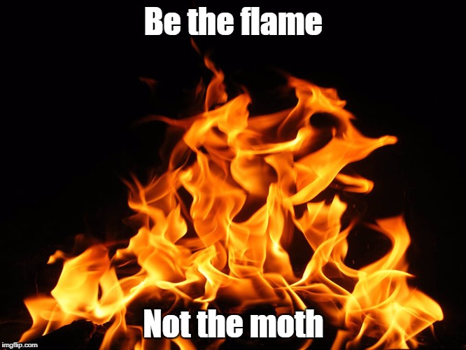 Flames | Be the flame; Not the moth | image tagged in flames | made w/ Imgflip meme maker